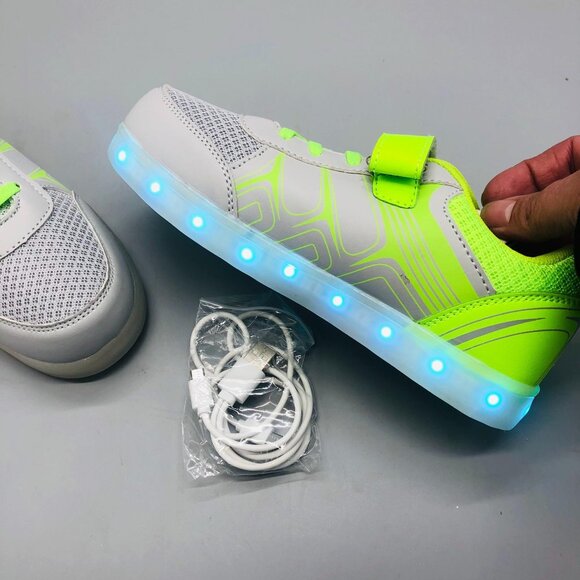 Gleam Kicks high top G65GG shoes LED light glow grey green lace kids 2.5 READ - Picture 11 of 13